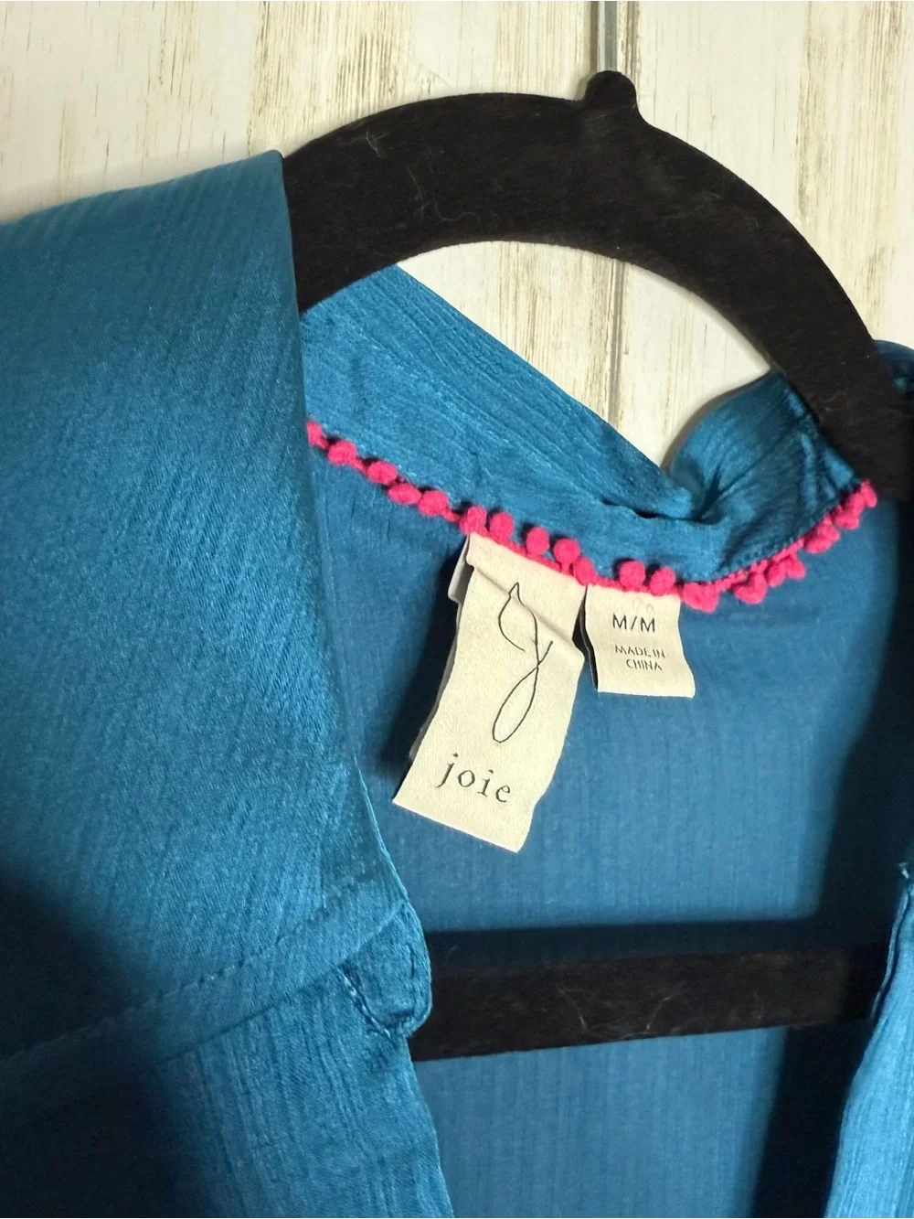 Joie Silky Teal-Blue Tunic with V-Neck Medium
